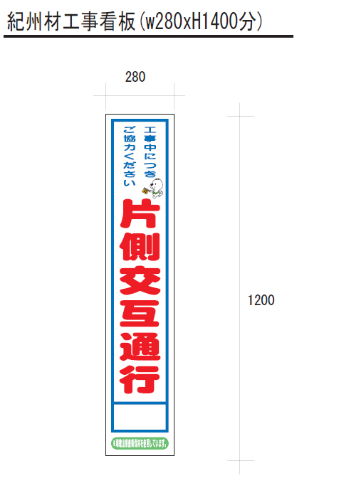 紀州材工事看板 看板面／きいちゃんイラスト入り